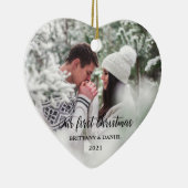 Onze eerste kerstfoto keramisch ornament (Rechts)