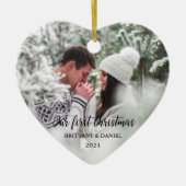 Onze eerste kerstfoto keramisch ornament (Voorkant)