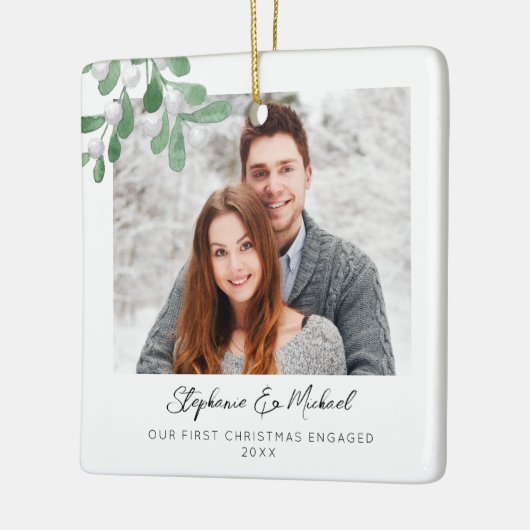 Onze eerste kerstfoto keramisch ornament (Links)