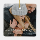 Onze eerste kerstfoto keramisch ornament (Achterkant)