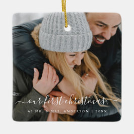 Onze eerste kerstfoto keramisch ornament
