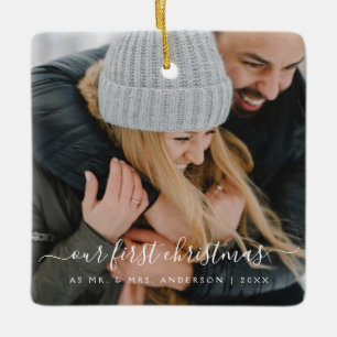Onze eerste kerstfoto keramisch ornament