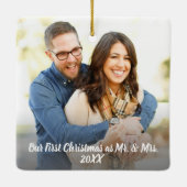 Onze eerste kerstfoto keramisch ornament (Achterkant)