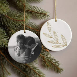 Onze eerste kerstfoto keramisch ornament