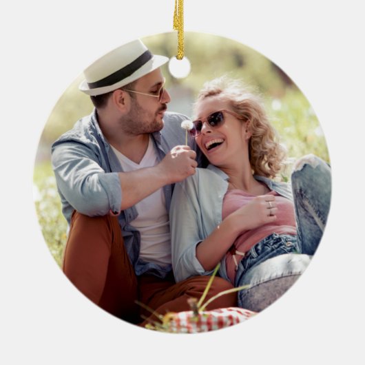 Onze eerste kerstfoto keramisch ornament (Achterkant)