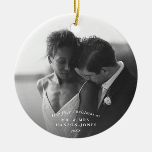 Onze eerste kerstfoto keramisch ornament (Voorkant)