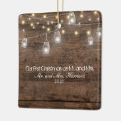 Onze eerste kerstfoto Mason Jars String Lights Keramisch Ornament (Links)