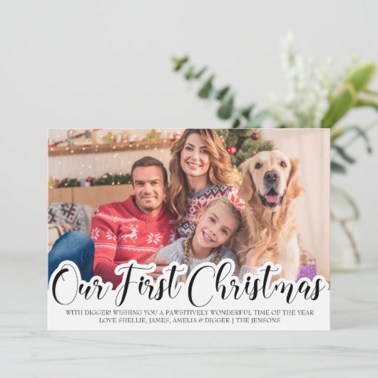 Onze eerste kerstfoto met briefje (Staand voorkant)