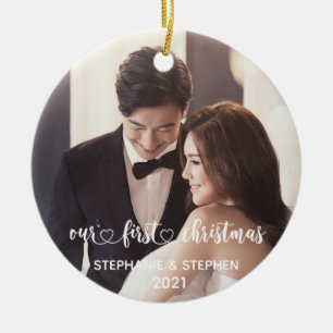 Onze eerste kerstfoto met briefte foto keramisch ornament