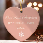Onze eerste kerstfoto met elegant Roos Gold Couple Ornament