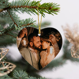 Onze eerste kerstfoto met elegant Roos Gold Couple Ornament