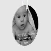 Onze eerste kerstfoto met handgeschreven foto ornament (voorkant)