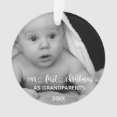 Onze eerste kerstfoto met handgeschreven foto ornament (voorkant)