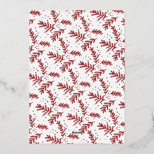 Onze eerste kerstfoto met handschrift Pas getrouwd Folie Feestdagenkaart (Achterkant)