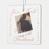 Onze eerste kerstfoto met huwelijk keramisch ornament (Links)