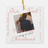 Onze eerste kerstfoto met huwelijk keramisch ornament (Voorkant)