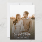 Onze eerste kerstfoto met minimale Pas getrouwd Feestdagenkaart (Voorkant)
