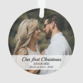 Onze eerste kerstfoto met modern script ornament (achterkant)