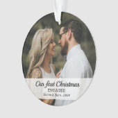 Onze eerste kerstfoto met modern script ornament (voorkant)