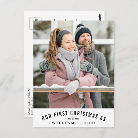 Onze eerste kerstfoto met Mr en Mrs Wedding. Briefkaart (Voorkant / Achterkant)