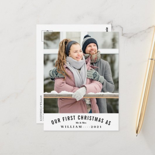 Onze eerste kerstfoto met Mr en Mrs Wedding. Briefkaart (Voorkant / Achterkant in situ)