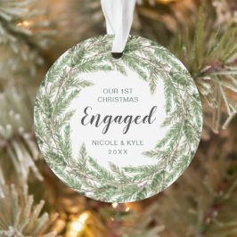 Onze eerste kerstfoto met Pine Wreatfoto Ornament
