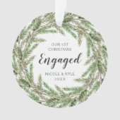 Onze eerste kerstfoto met Pine Wreatfoto Ornament (voorkant)