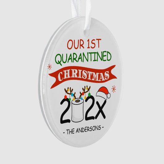 Onze eerste kerstfoto met Quaranted Ornament (voorkant)