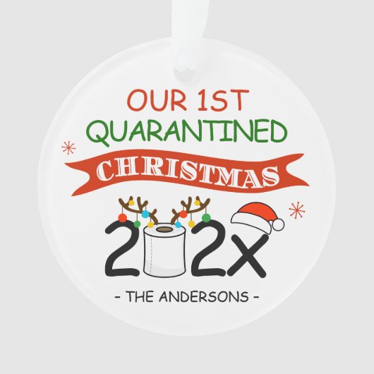 Onze eerste kerstfoto met Quaranted Ornament (voorkant)