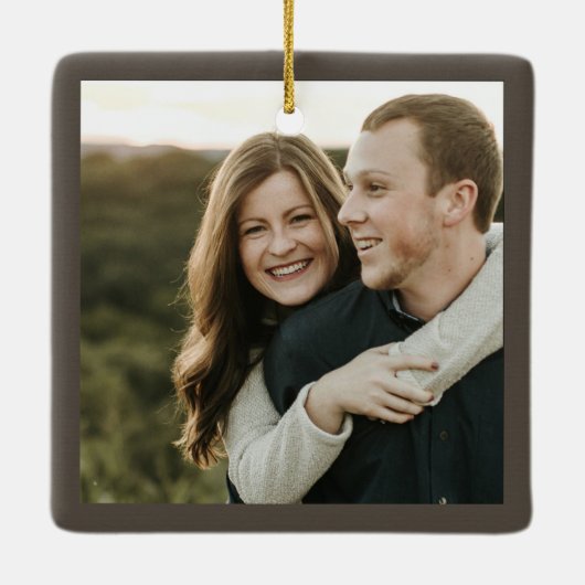 Onze eerste kerstfoto met superieur koper keramisch ornament (Achterkant)