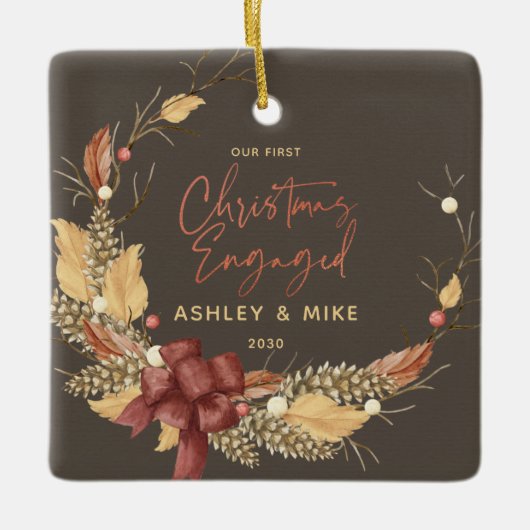 Onze eerste kerstfoto met superieur koper keramisch ornament (Voorkant)