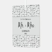 Onze eerste kerstfoto, Mr. en Mrs Wedding. Metalen Ornament (Voorkant links)