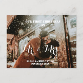 Onze eerste kerstfoto Mr & Mrs Passen getrouwd Feestdagenkaart