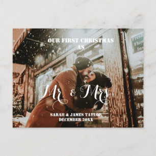 Onze eerste kerstfoto Mr & Mrs Passen getrouwd Feestdagenkaart