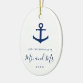 Onze eerste kerstfoto Nautical Gay Pas getrouwd Keramisch Ornament (Links)