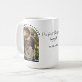 Onze eerste kerstfoto op maat koffiemok (Voorkant links)