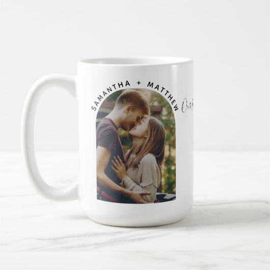 Onze eerste kerstfoto op maat koffiemok (Links)