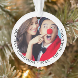 Onze eerste kerstfoto op maat ornament