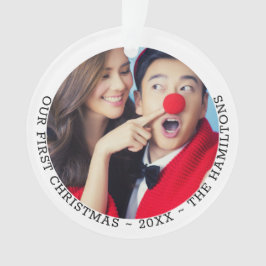 Onze eerste kerstfoto op maat ornament