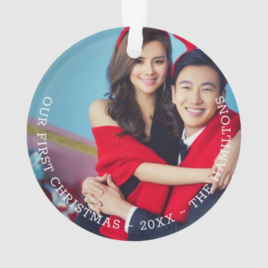 Onze eerste kerstfoto op maat ornament (achterkant)