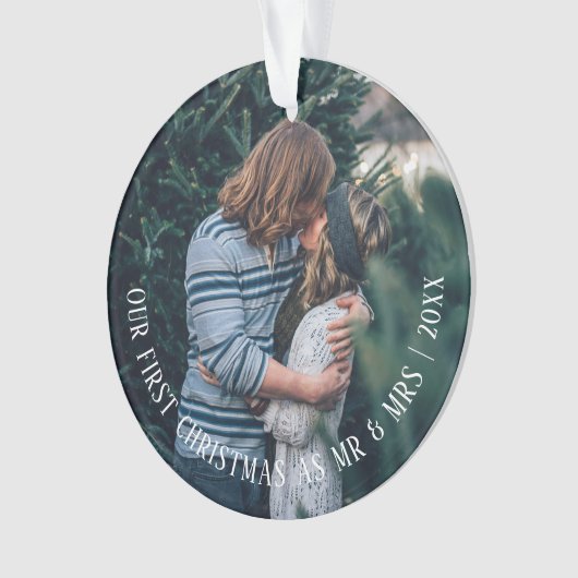 Onze eerste kerstfoto op maat ornament (voorkant)