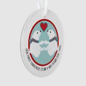 Onze eerste kerstfoto op maat van ons Beer Ornament (voorkant)