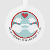 Onze eerste kerstfoto op maat van ons Beer Ornament (voorkant)