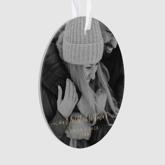 Onze eerste kerstfoto ornament (voorkant)