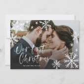 Onze eerste kerstfoto Pas getrouwd Feestdagenkaart (Voorkant)