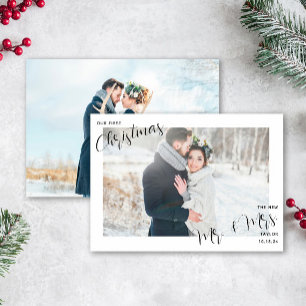 Onze eerste kerstfoto Pas getrouwd Feestdagenkaart