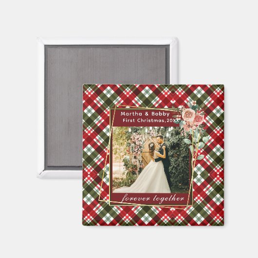 Onze eerste kerstfoto Pas getrouwd Magneet (Voorkant / Achterkant)