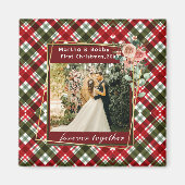 Onze eerste kerstfoto Pas getrouwd Magneet (Voorkant)