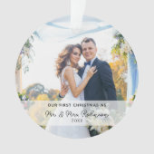 Onze eerste kerstfoto Pas getrouwd Ornament (voorkant)
