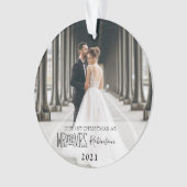Onze eerste kerstfoto Pas getrouwd Ornament (voorkant)